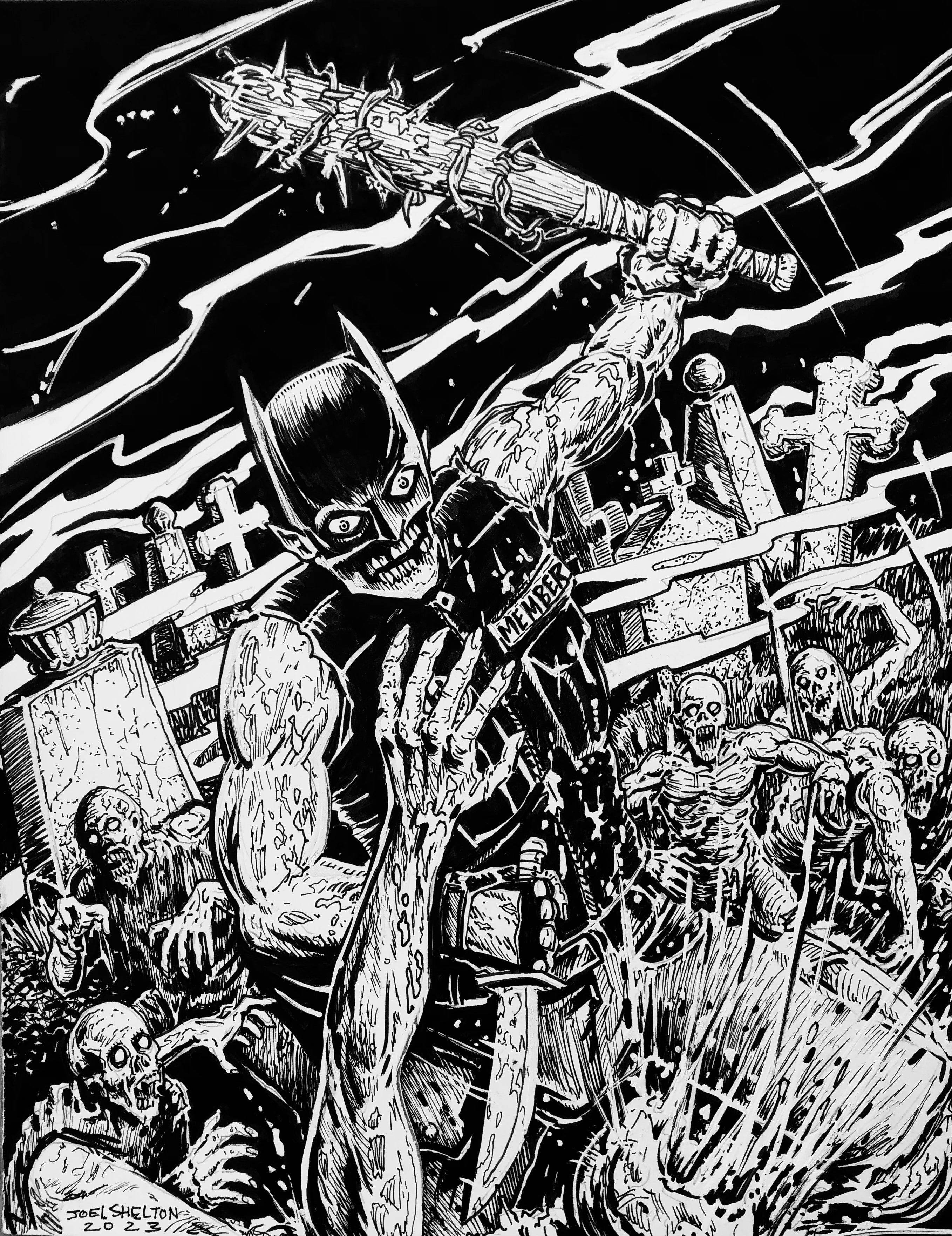 Joel Shelton Crimson Bat Sketch