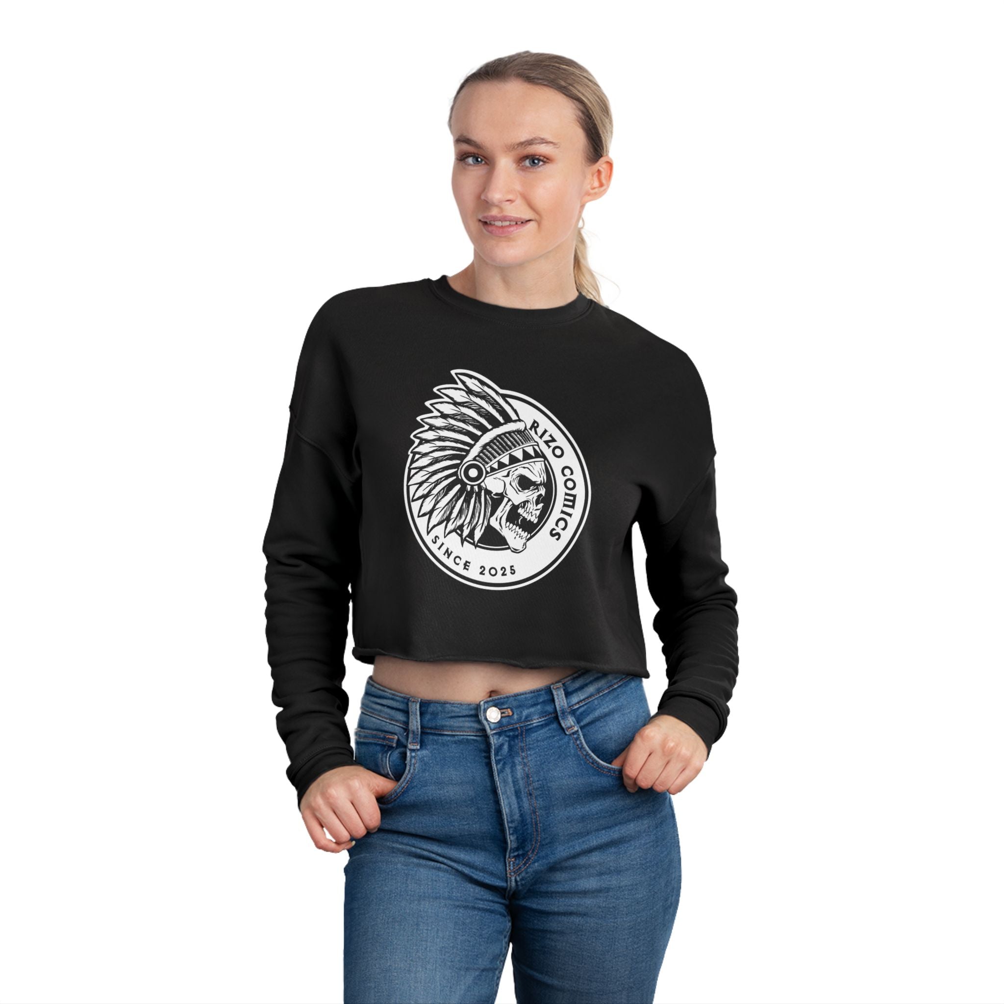 Rizo Comics - Chief Skull Logo (Female Cropped Sweatshirt)